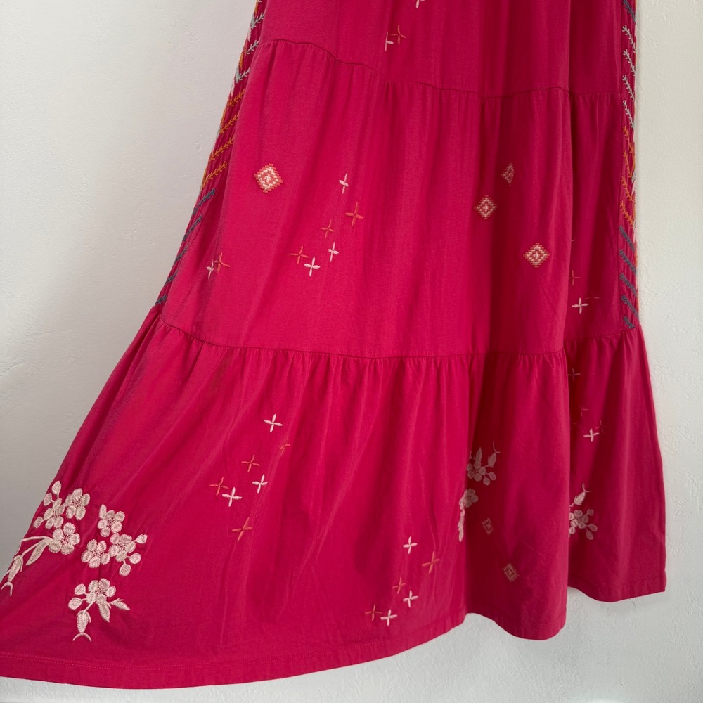 Johnny Was‎ Ceretti Tiered Maxi Dress Pink Tiered Small Boho Artisan Resort Folk - Picture 7 of 13
